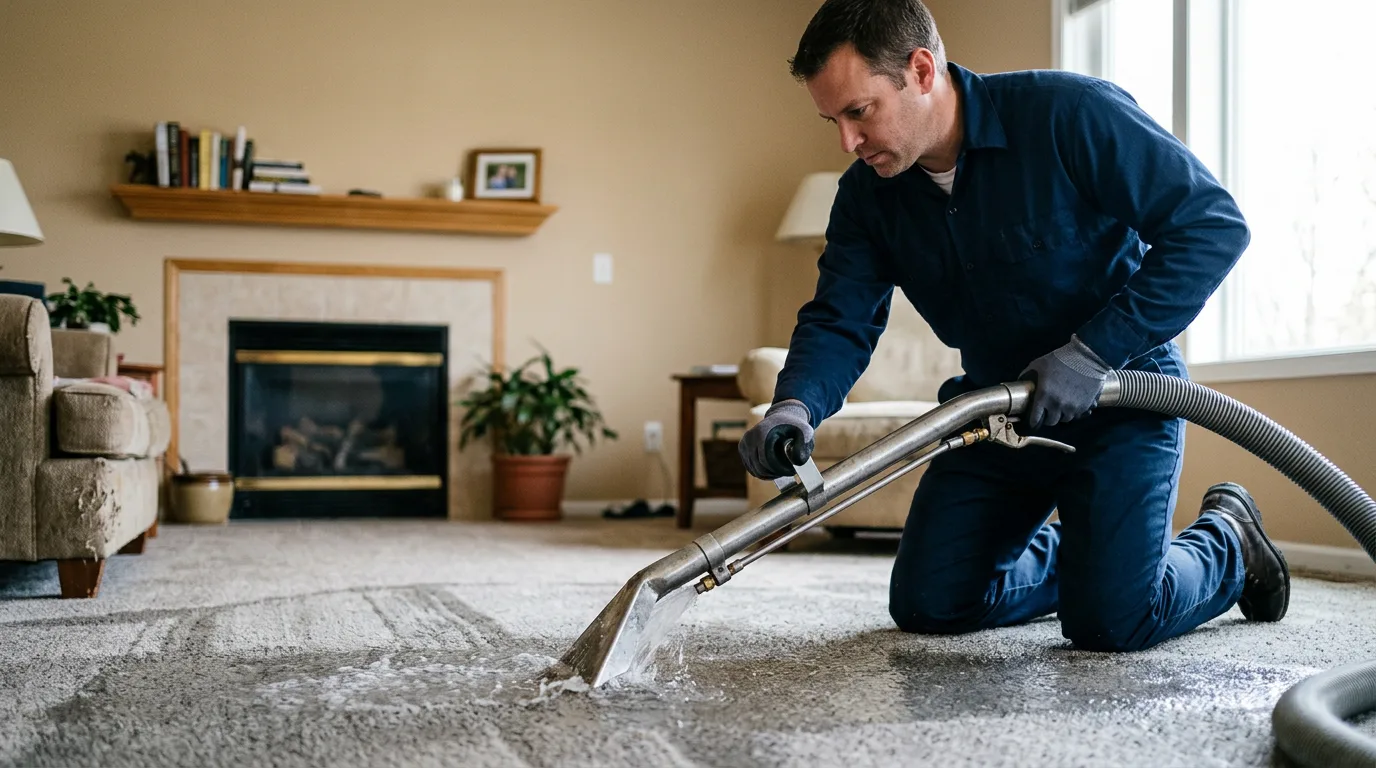 Water damage restoration technician working near Westland, MI